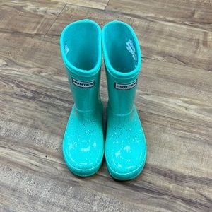 Hunter Boots Green Glitter Toddler Girls Size 8
